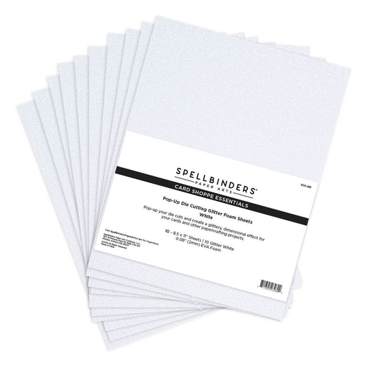 Spellbinders - Pop-Up Glitter Foam Sheets - White