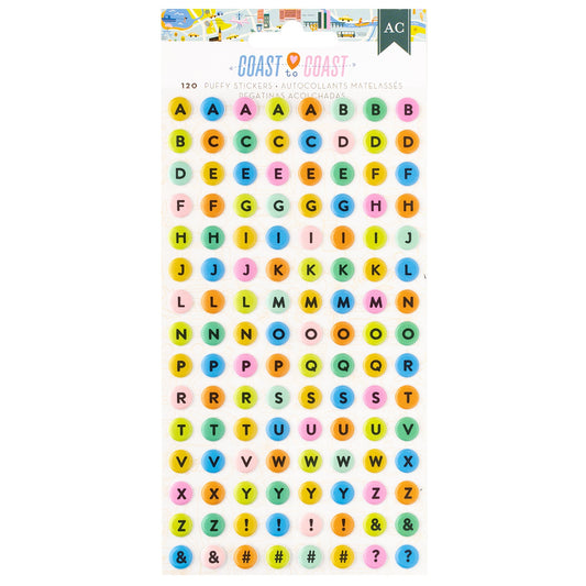 American Crafts - Coast-to-Coast - Alpha Puffy Stickers