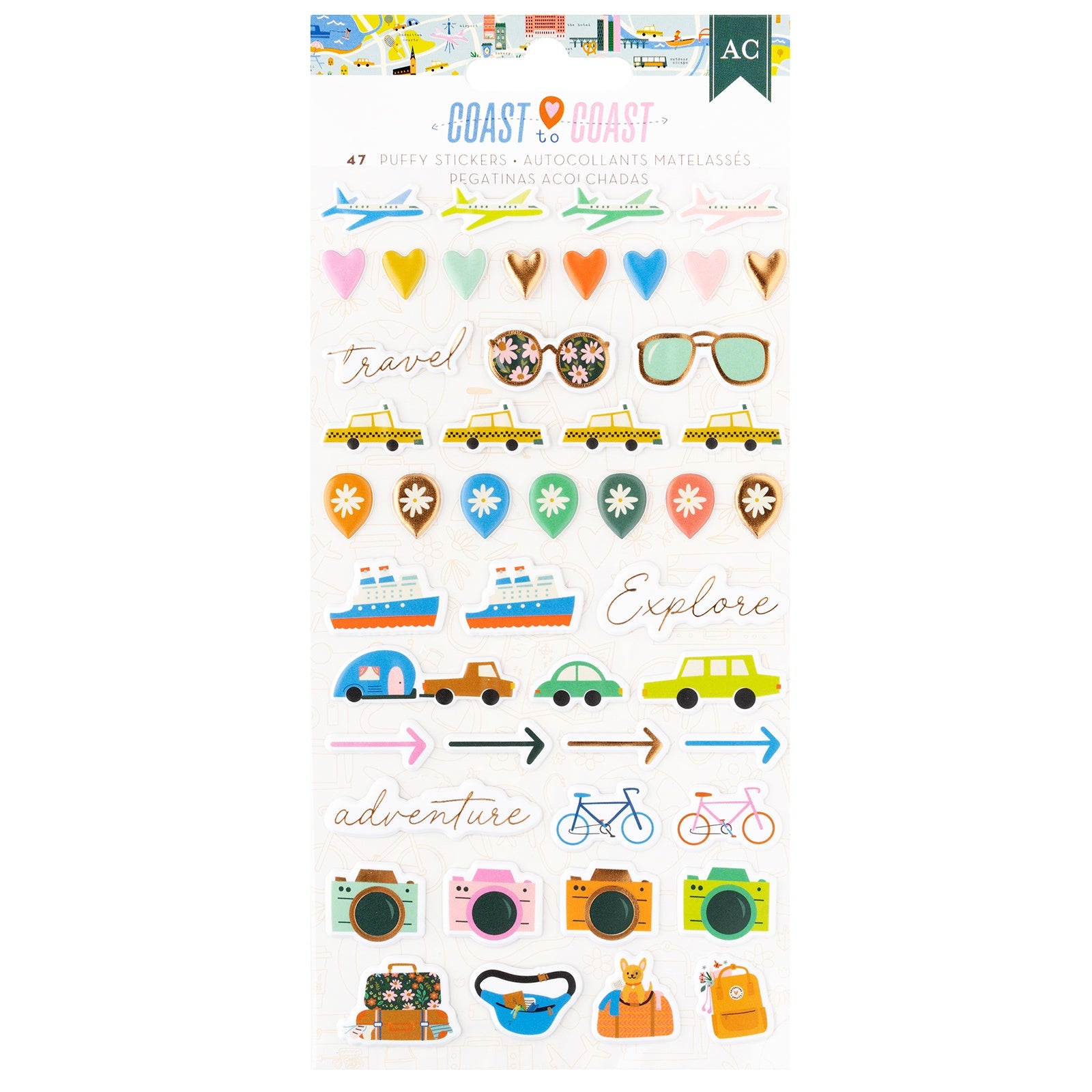 American Crafts - Coast-to-Coast - Icons Puffy Stickers