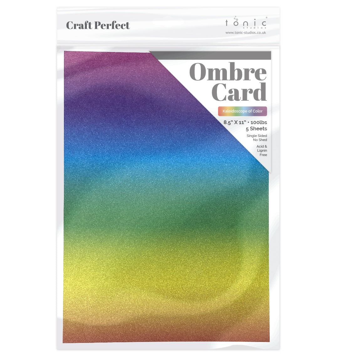 Craft Perfect - Ombre Glitter Cardstock - Kaleidoscope Of Color