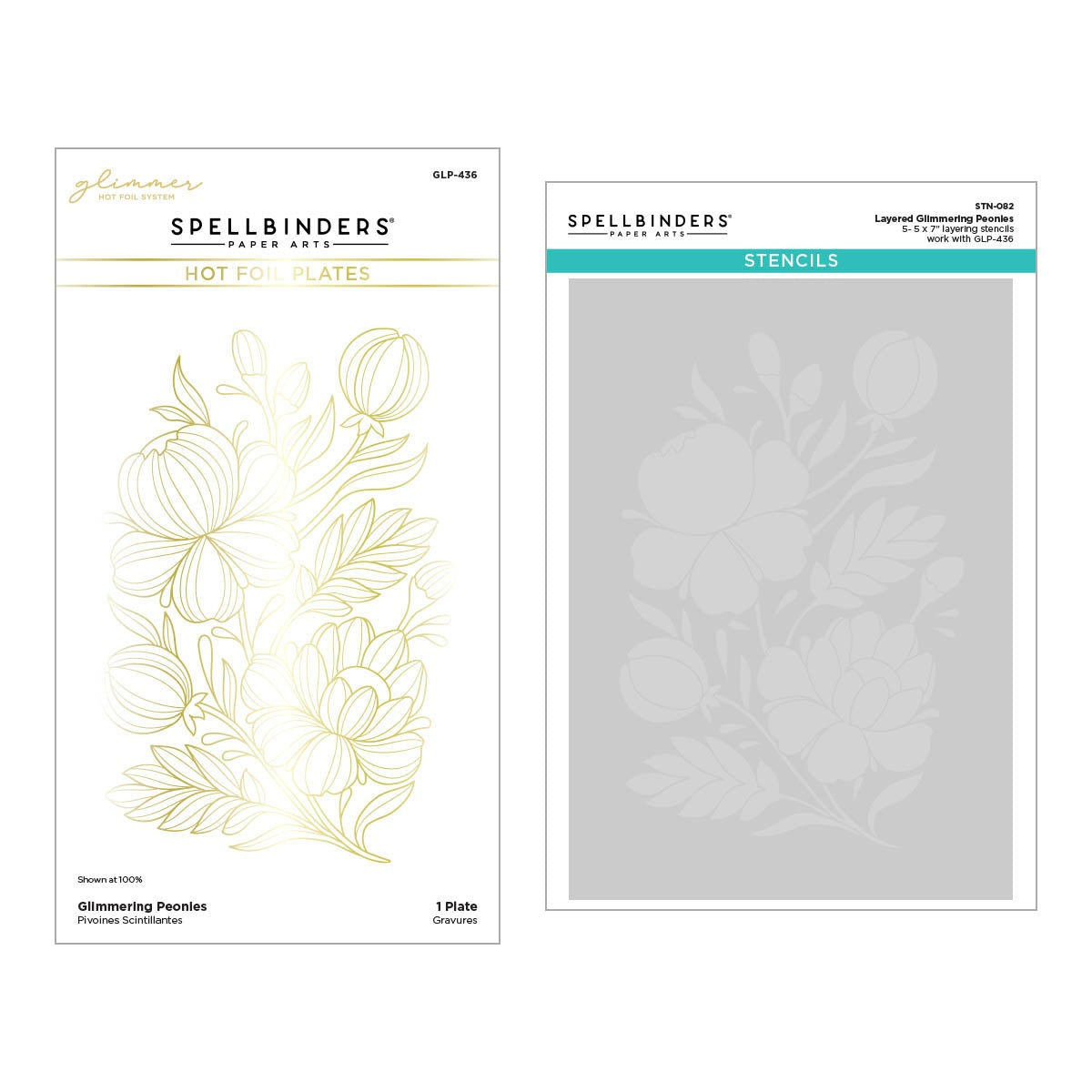 Spellbinders - Glimmering Peonies Glimmer Plate & Stencil Bundle