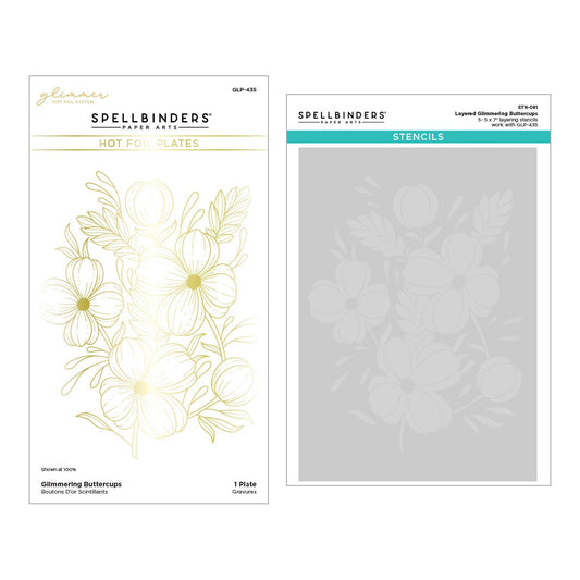 Spellbinders - Glimmering Buttercups Glimmer Plate & Stencil Bundle