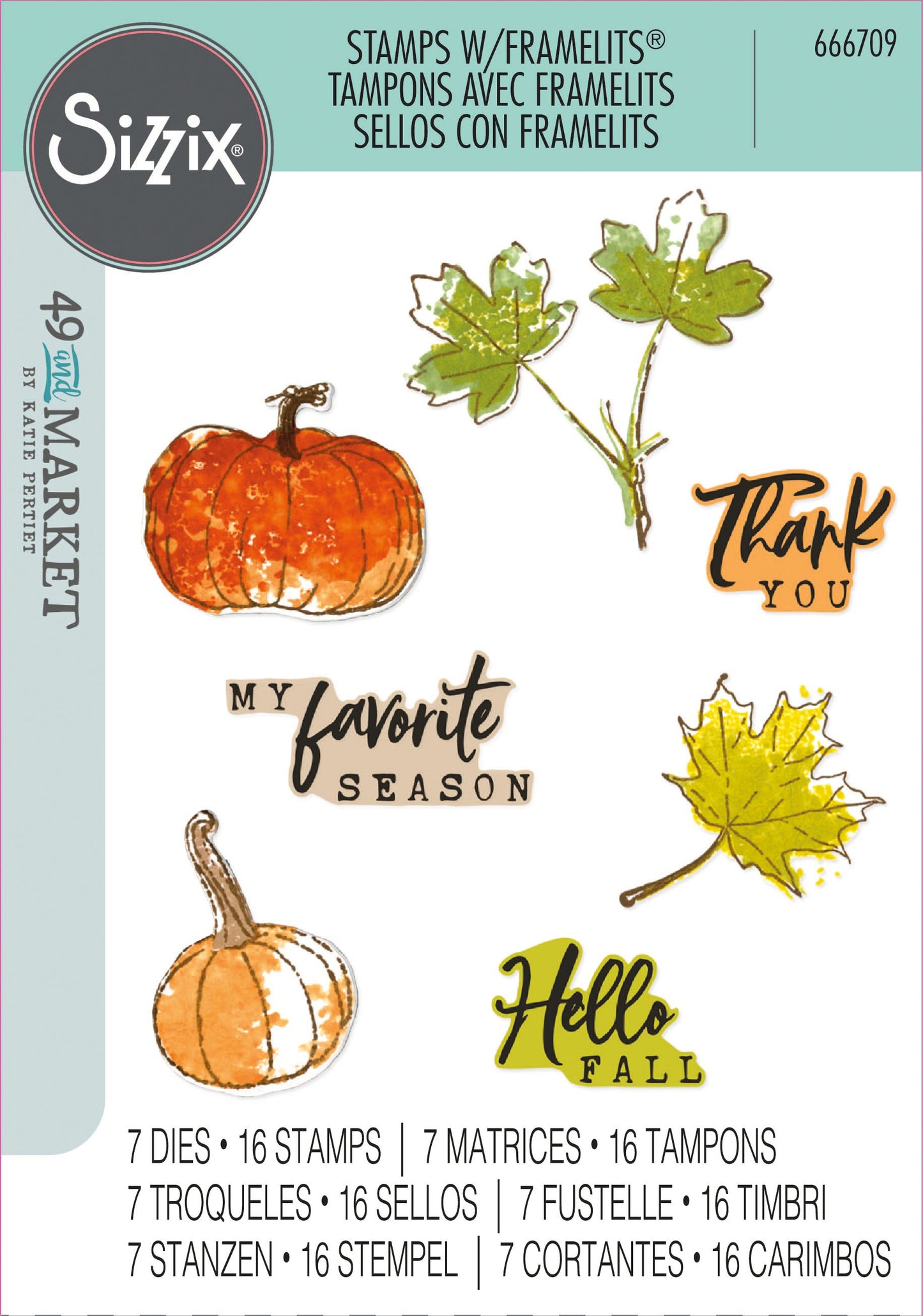 Sizxix - Pencil Line Harvest Framelits Die & Stamp Set By 49 And Market