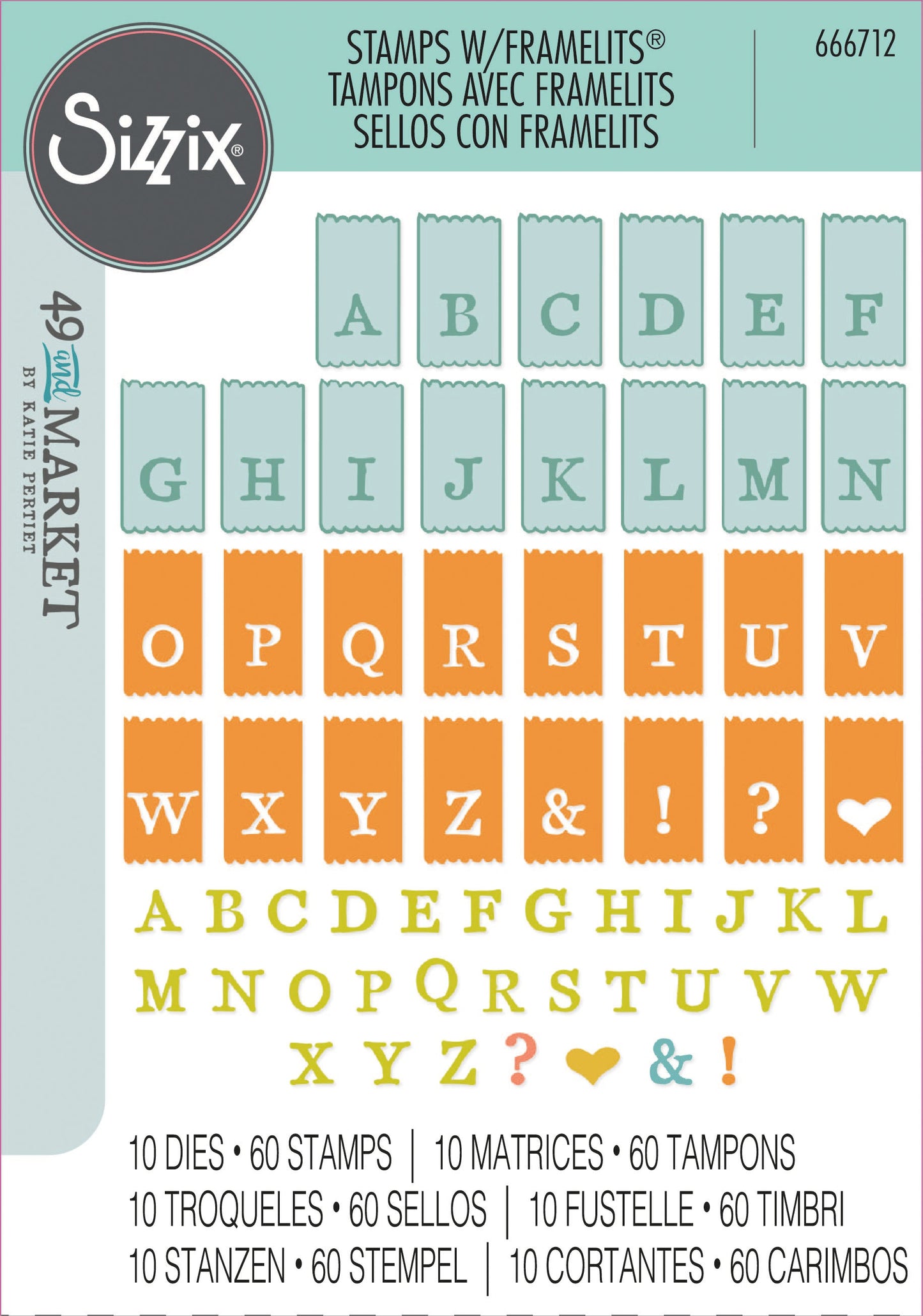 Sizzix - Tab Stamp Alpha Framelits Die & Stamp Set By 49 And Market