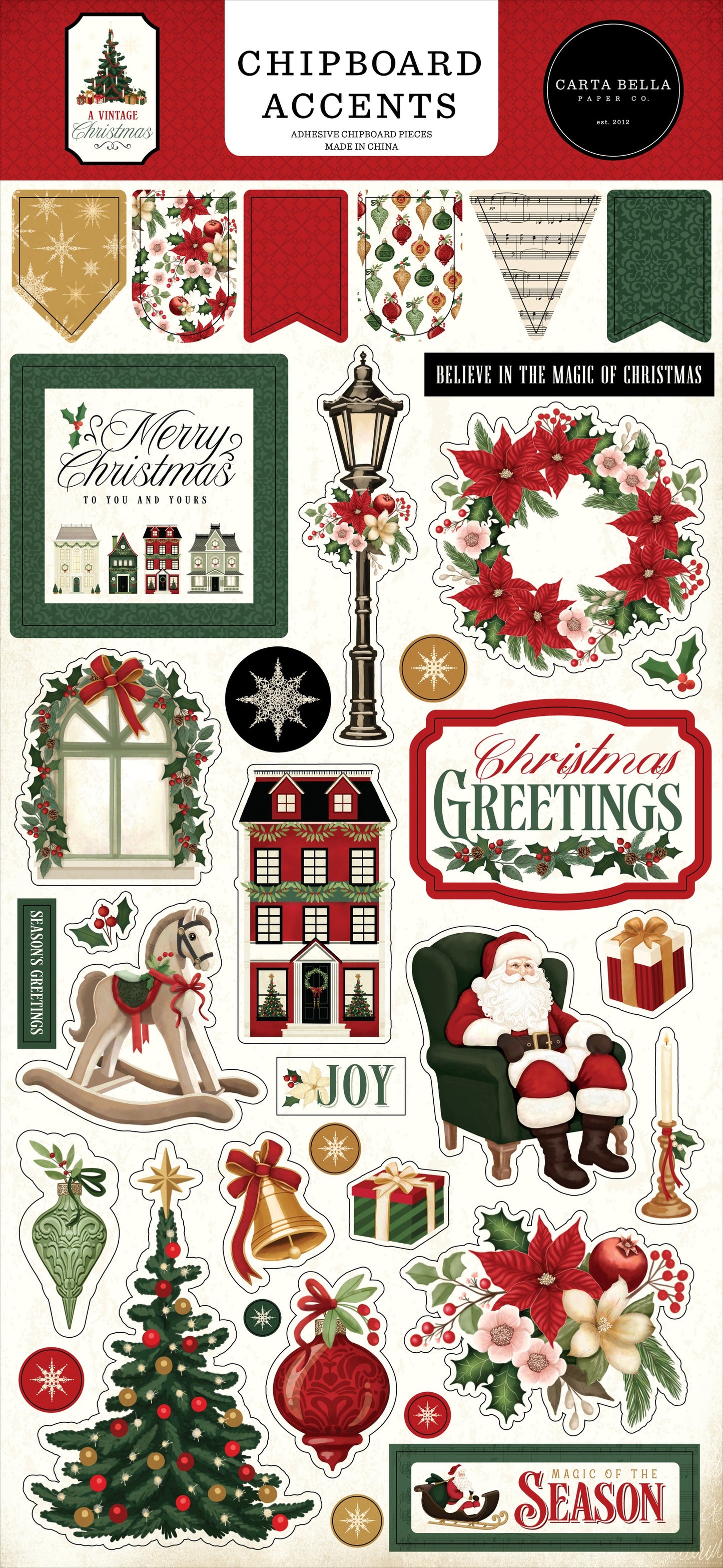 Carta Bella - A Vintage Christmas - Chipboard Accents