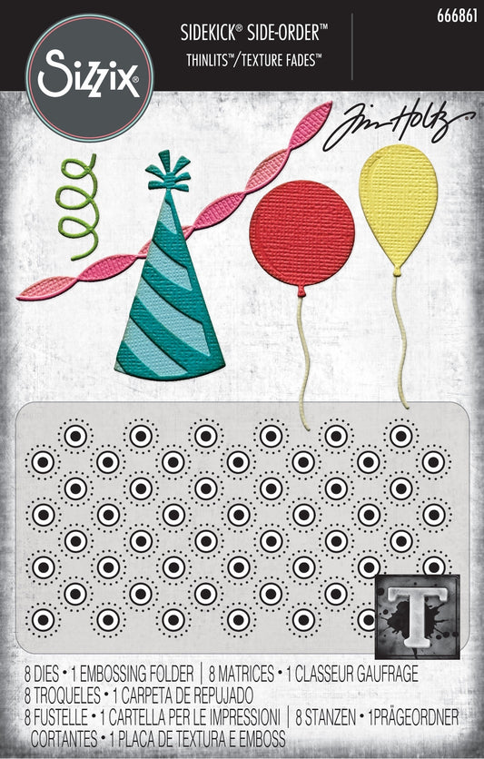 Sizzix - Sidekick Texture Fades Embossing Folder - Birthday by Tim Holtz