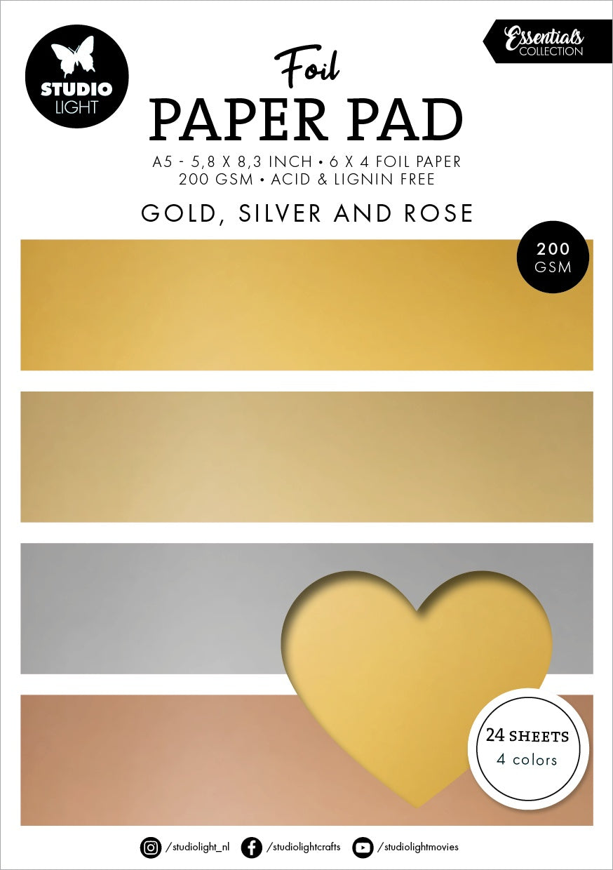 Studio Light - Essentials Foil Sheets - Gold / Silver / Rose