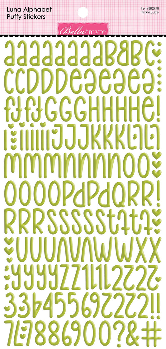 Bella Blvd - Besties Luna Alphabet - Pickle Juice Puffy Stickers