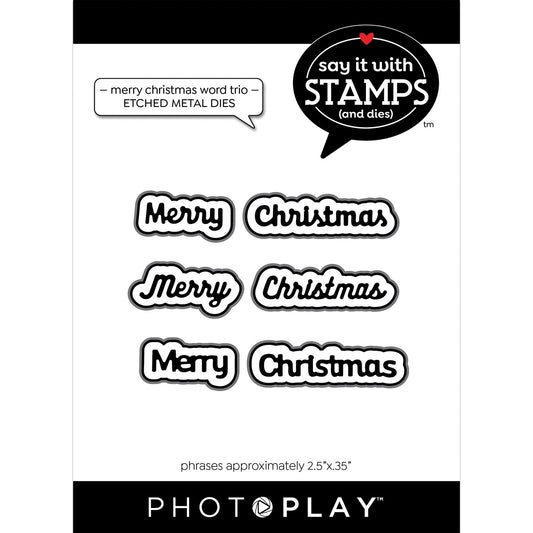 Say It With Stamps - Merry Christmas Word Trio Die Set