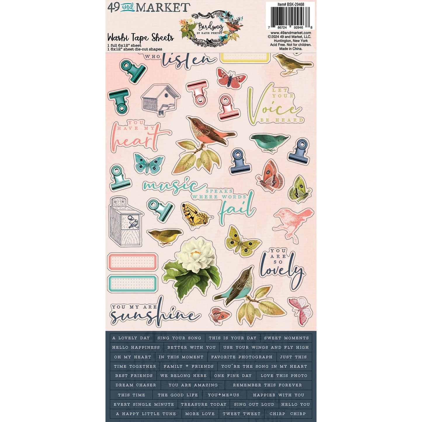 49 And Market - Birdsong - Washi Tape Sheets