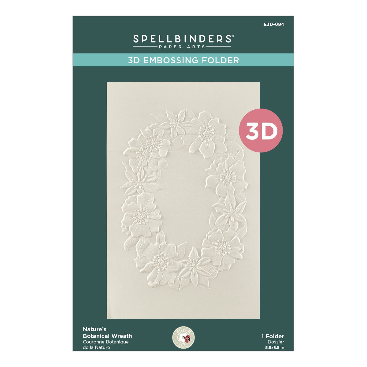 Spellbinders - 3D Embossing Folder - Nature's Botanical Wreath