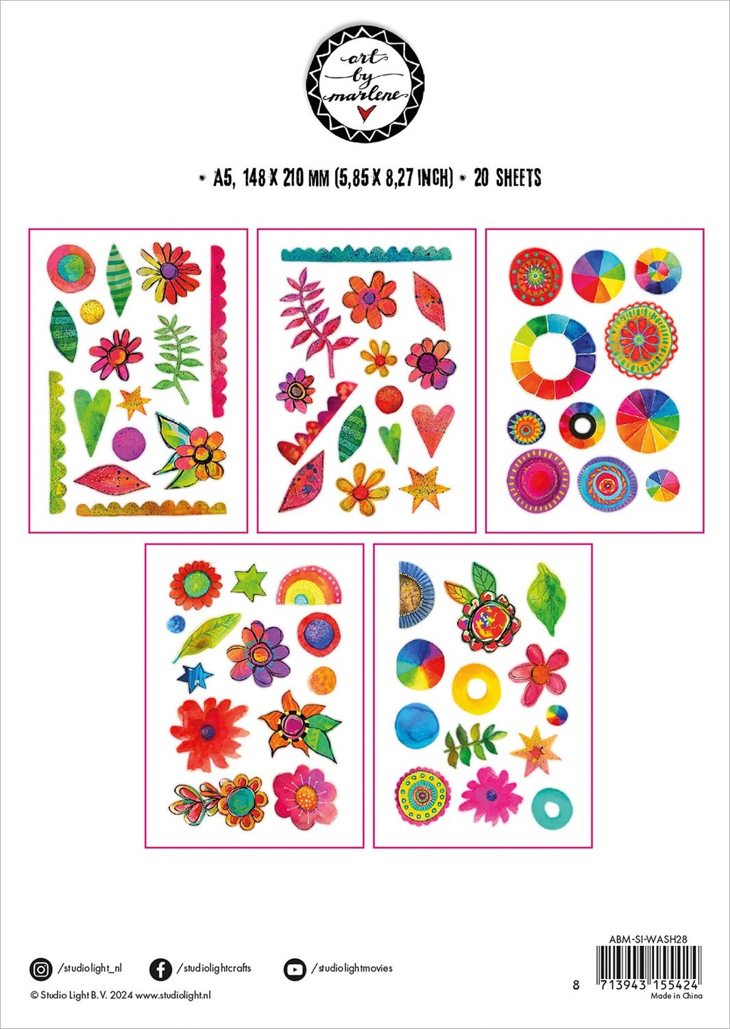 Studio Light - Art By Marlene - Colorful Elements Washi Sticker Book