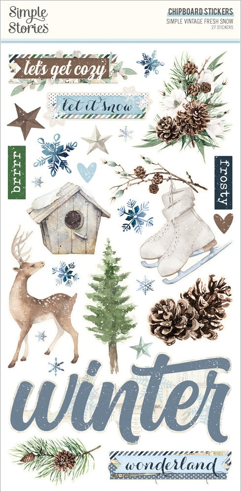 Simple Stories - Simple Vintage Fresh Snow - Chipboard Stickers