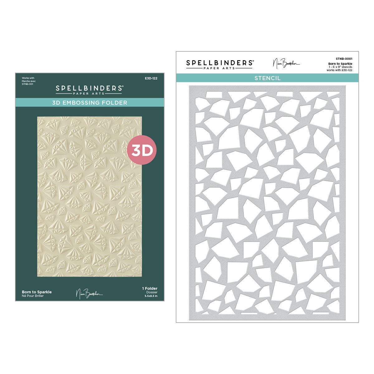 Spellbinders - 3D Embossing Folder & Stencil By Nina Boettcher - Born to Sparkle