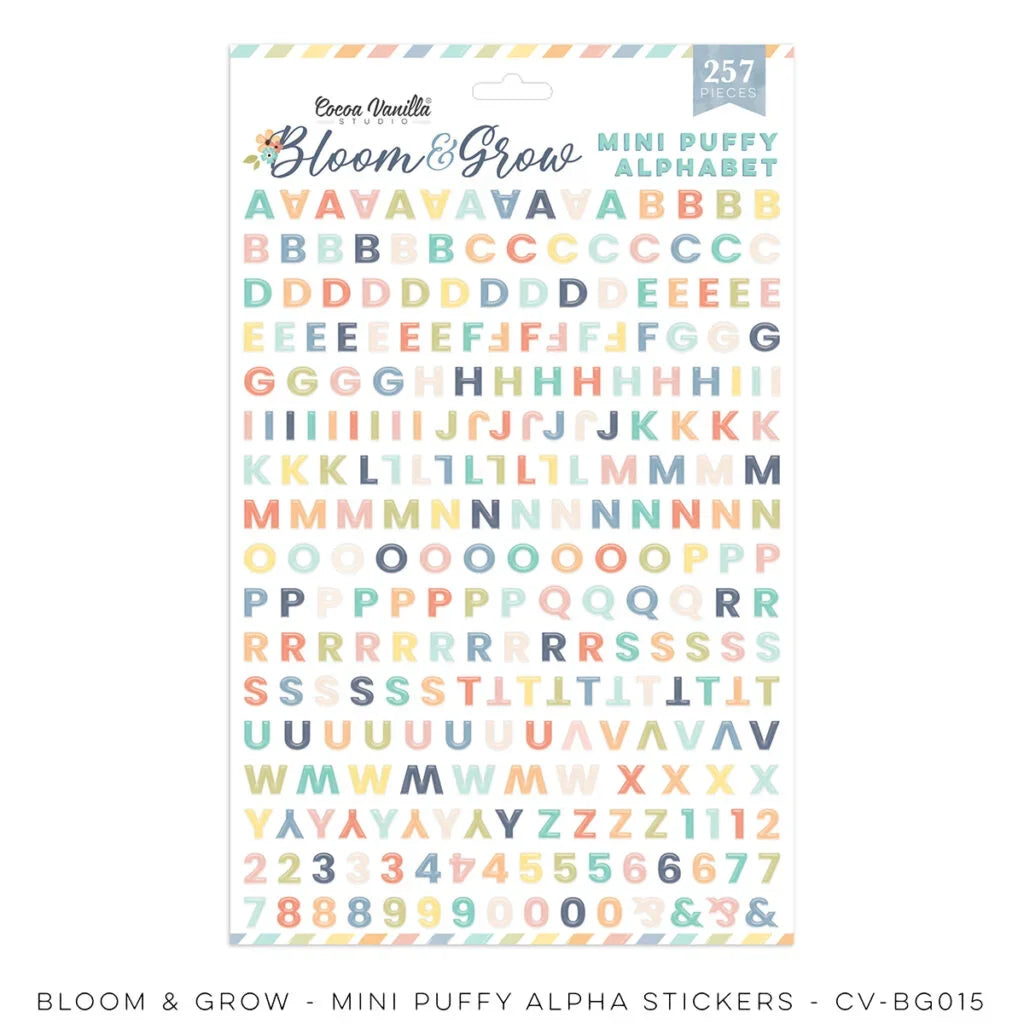 Cocoa Vanilla - Bloom & Grow - Mini Puffy Alphabet Stickers