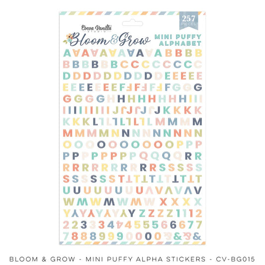 Cocoa Vanilla - Bloom & Grow - Mini Puffy Alphabet Stickers