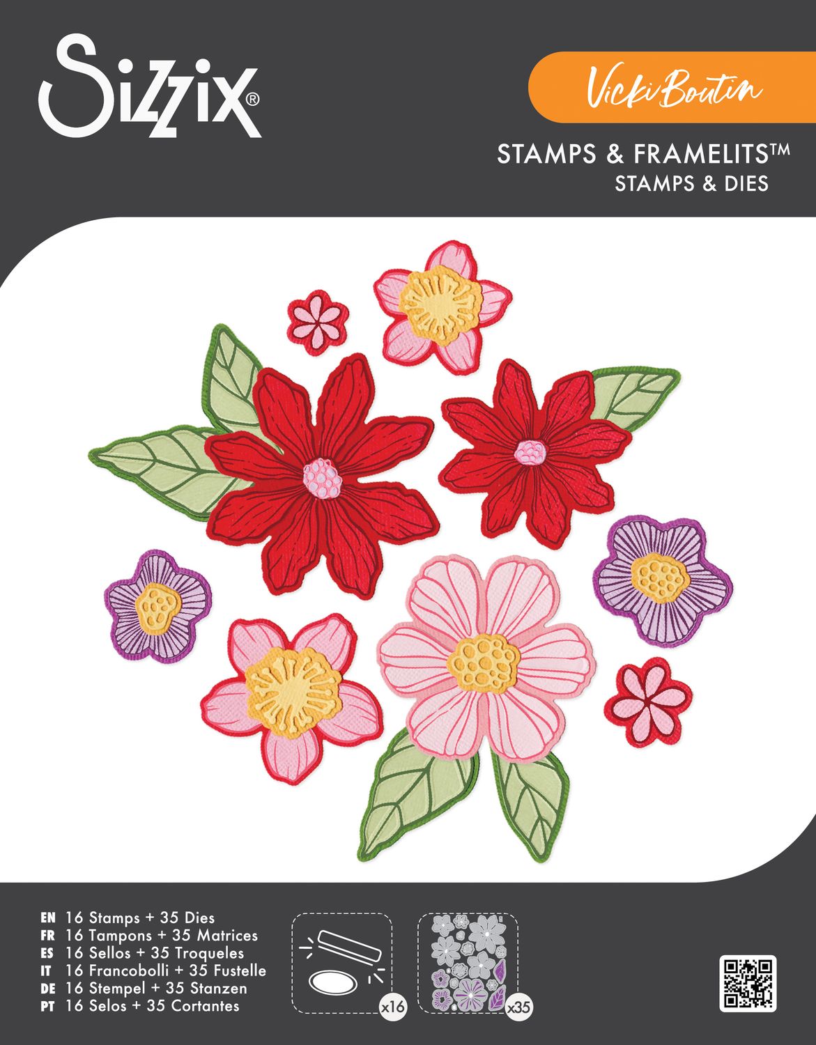 Sizzix - Floral Layers Stamp & Die Bundle by Vicki Boutin