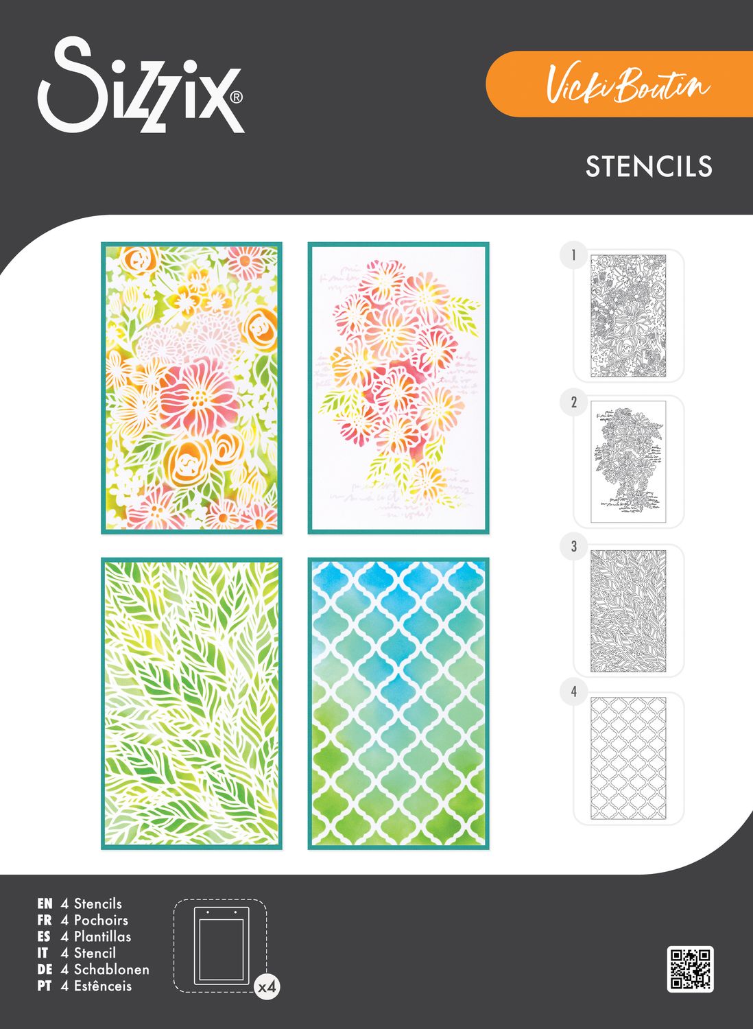 Sizzix - Buildables Botanicals #1 Stencil Set by Vicki Boutin