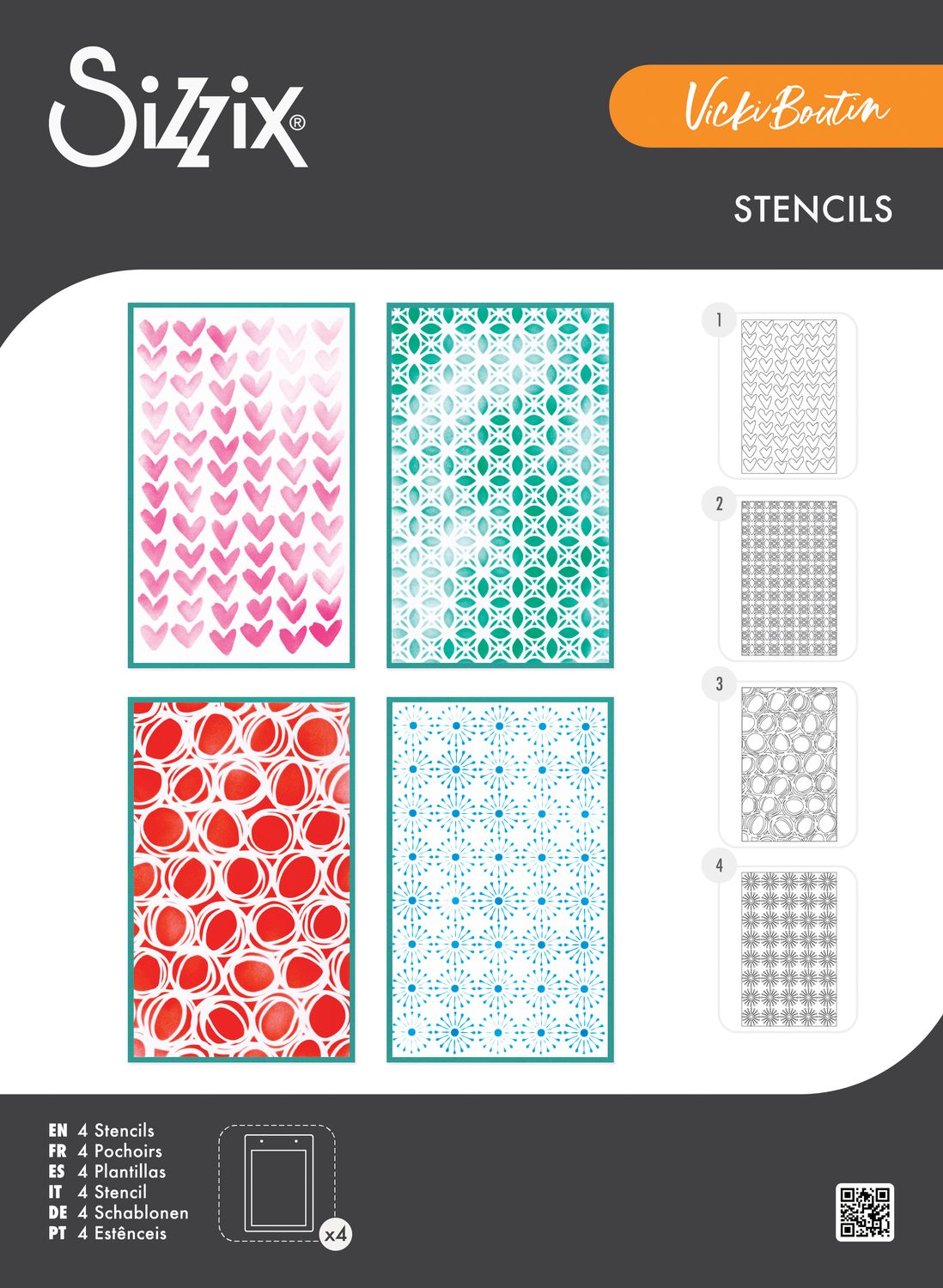 Sizzix - Buildables Backgrounds #1 Stencil Set by Vicki Boutin