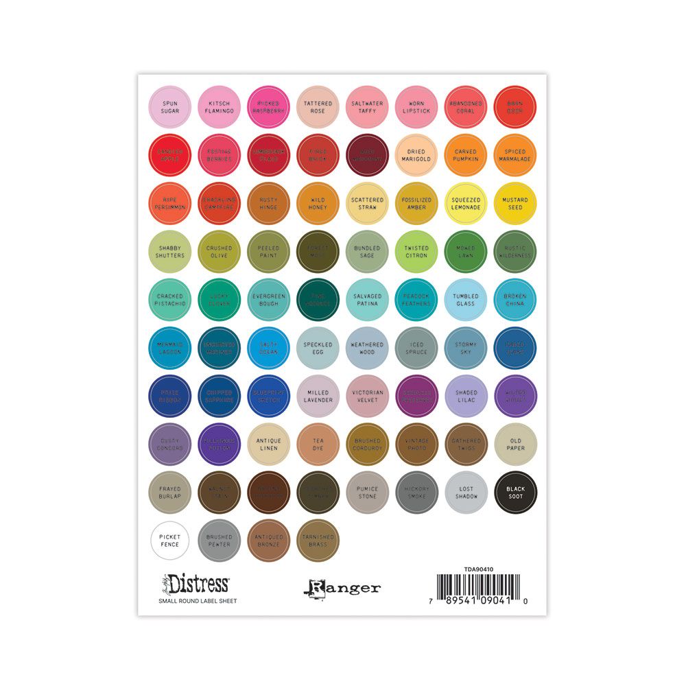 Ranger - Small Round Distress Label Sheets - Black