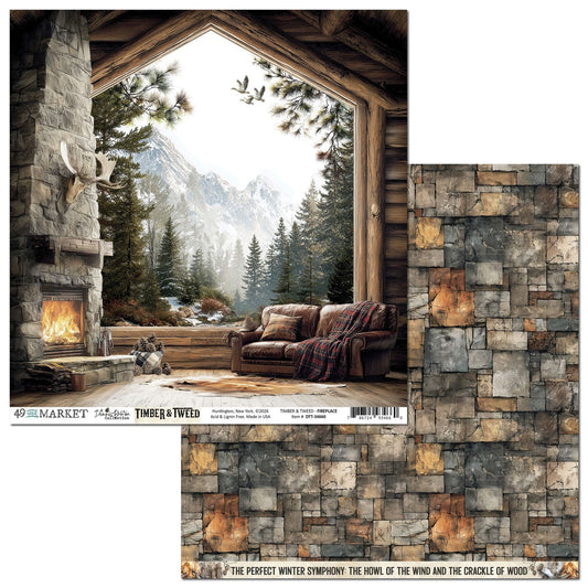 49 and Market - Timber & Tweed - Cardstock: Fireplace