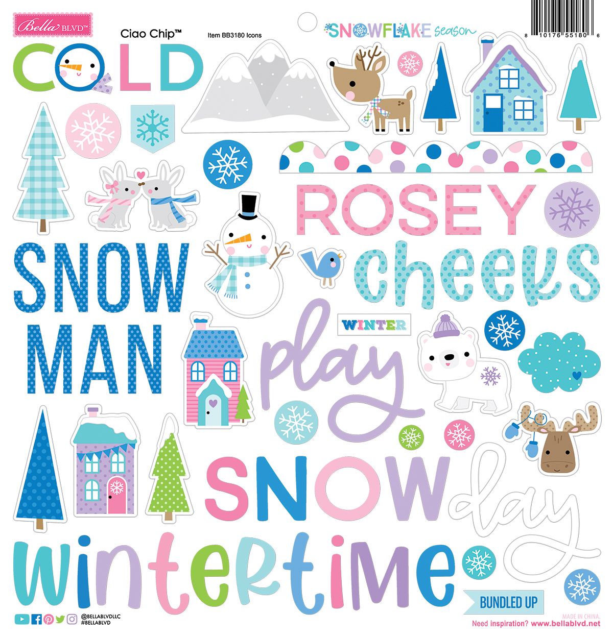 Bella Blvd - Snowflake Season - Chipboard Stickers