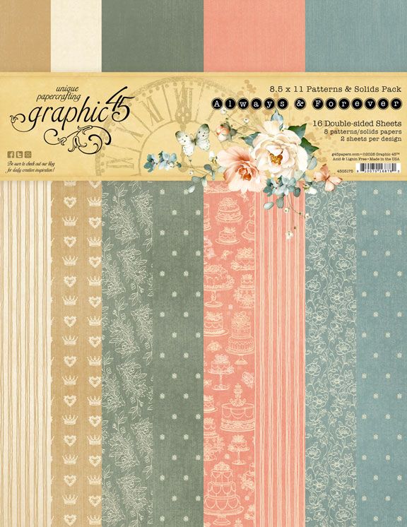 Graphic 45 - Always & Forever - 8.5x11 Patterns & Solids Collection Pack