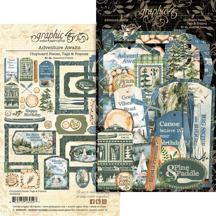 Graphic 45 - Adventure Awaits - Chipboard Die-Cuts