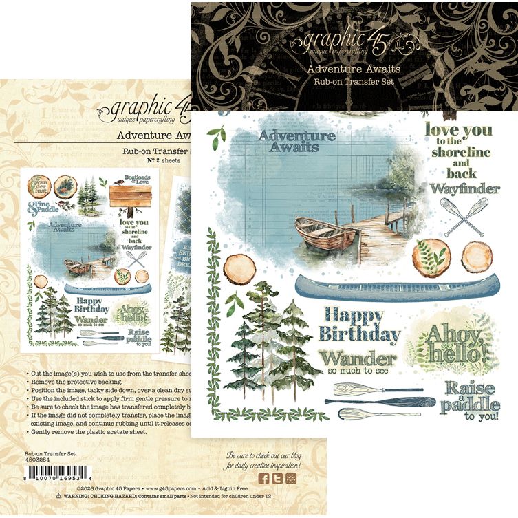 Graphic 45 - Adventure Awaits - Rub-on Transfer Set