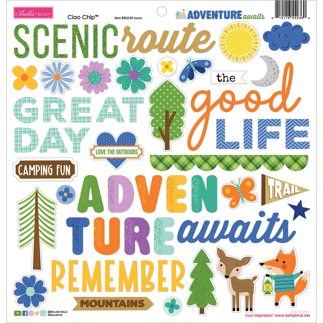 Bella Blvd - Adventure Awaits - Chipboard Icon Stickers
