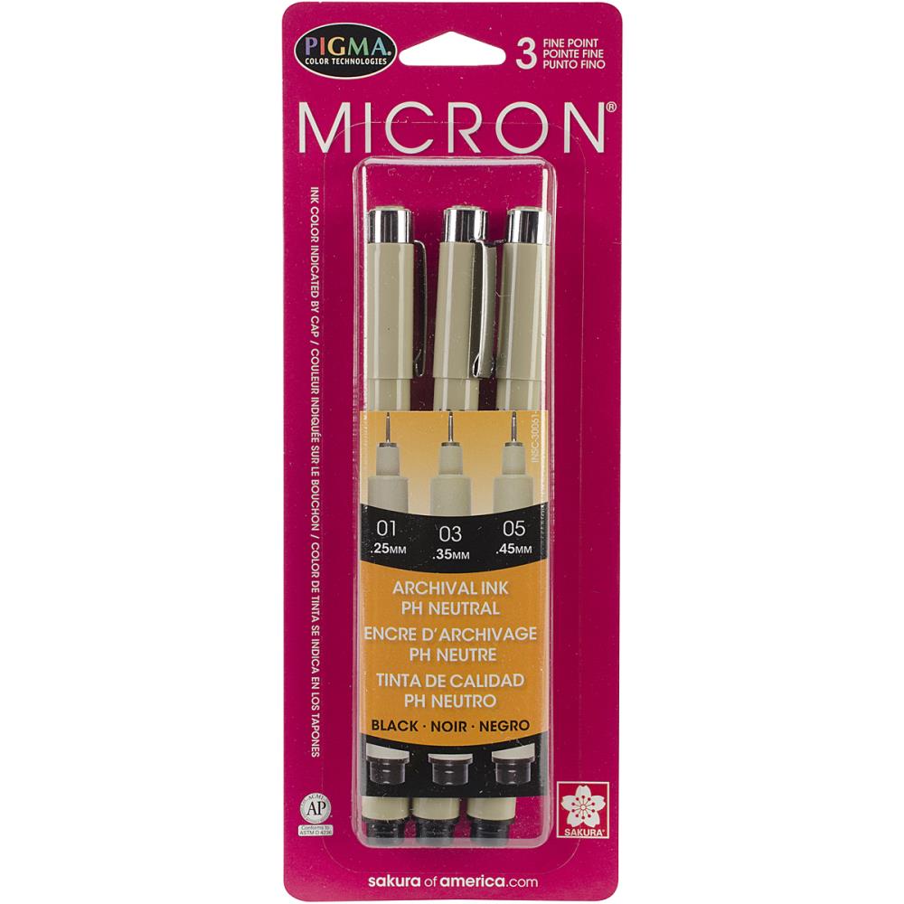 Pigma - Micron Pens - Assorted 3pk