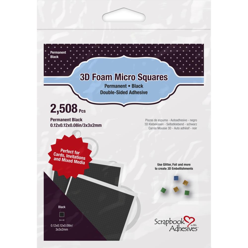 Scrapbook Adhesive - 3D Foam Micro Squares - Black