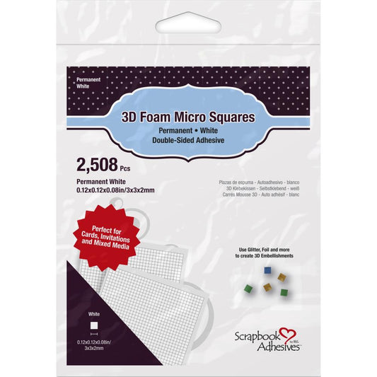 Scrapbook Adhesive - 3D Foam Micro Squares - White