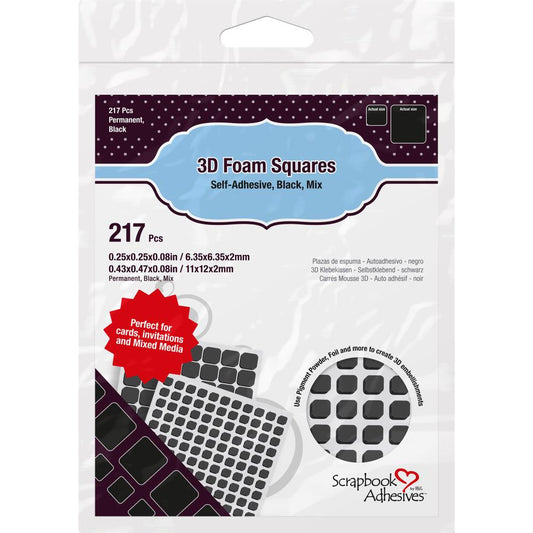 Scrapbook Adhesive - 3D Foam Squares Variety Pack - Black