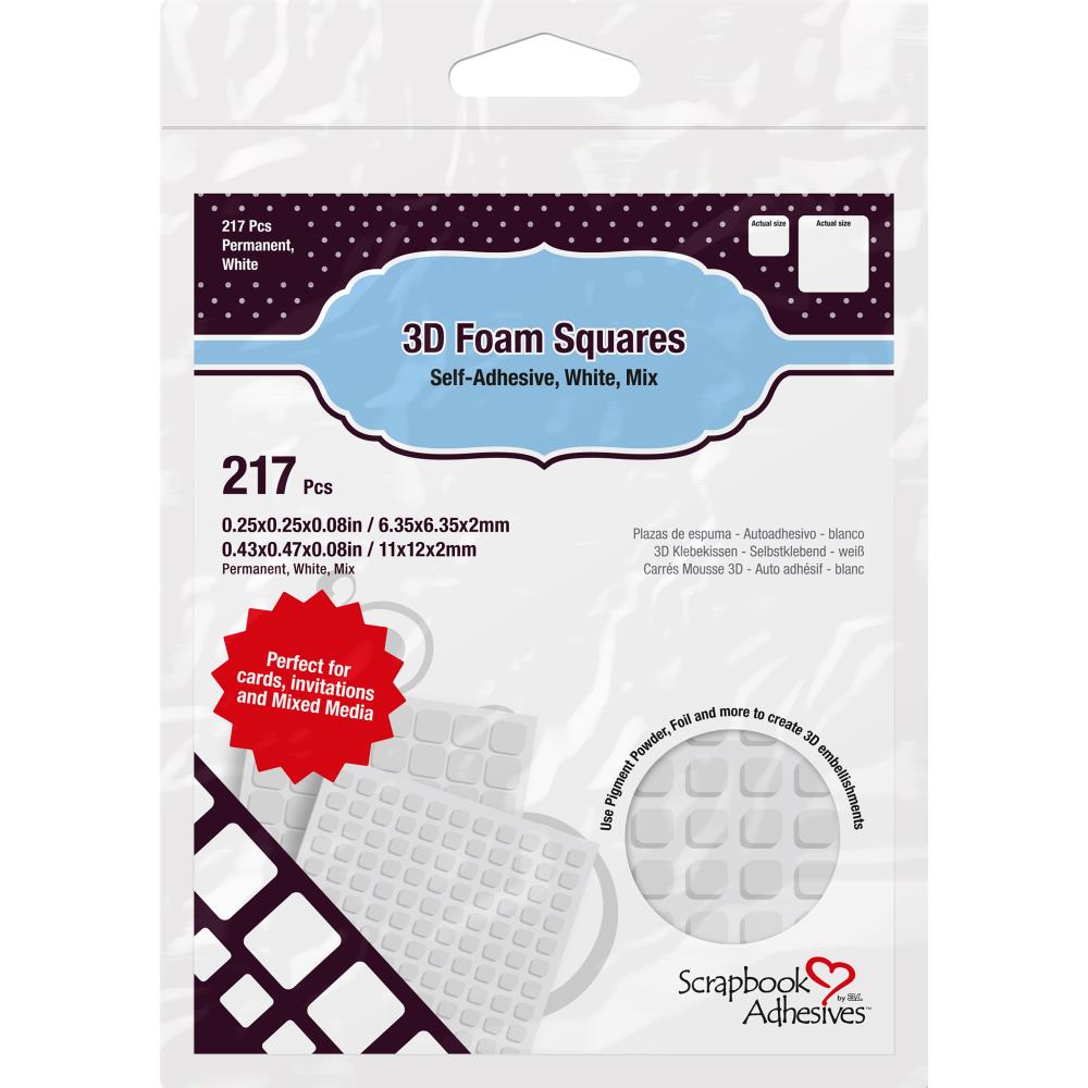 Scrapbook Adhesive - 3D Foam Squares Variety Pack - White