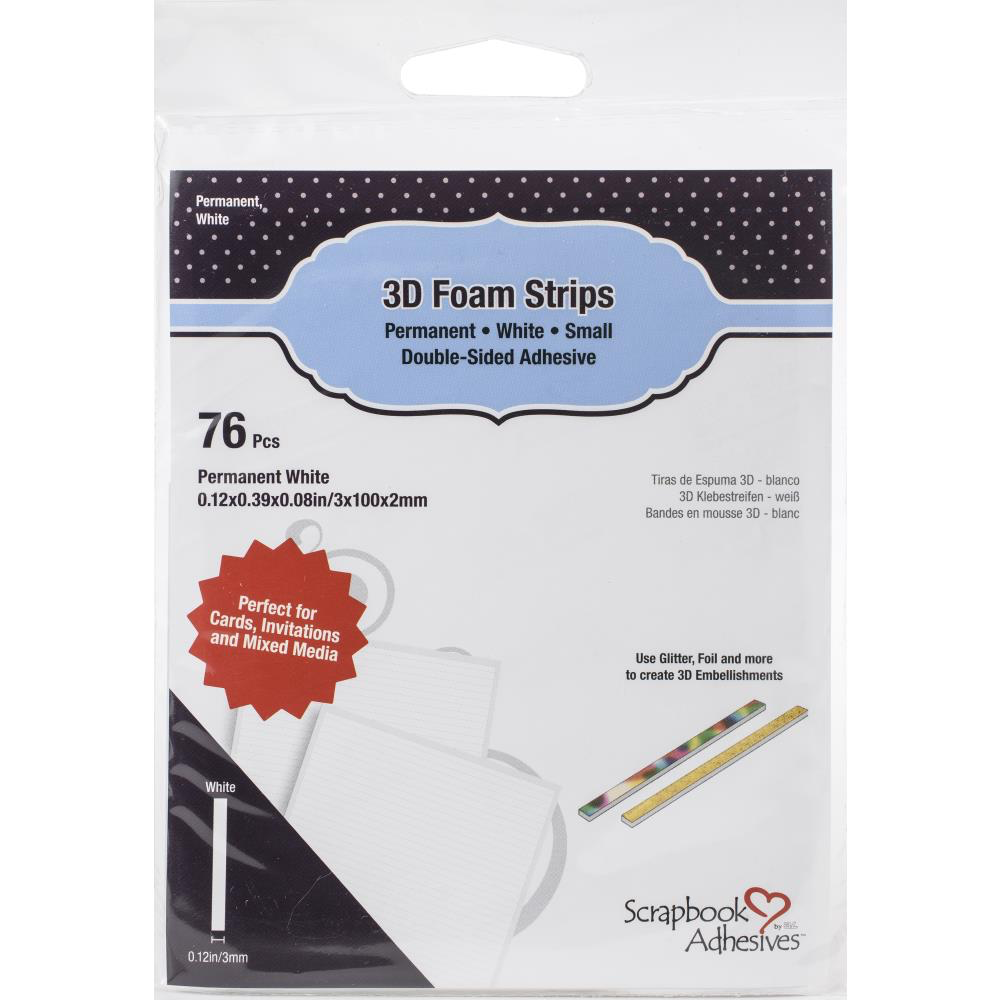 Scrapbook Adhesive - 3D Foam Strips - White