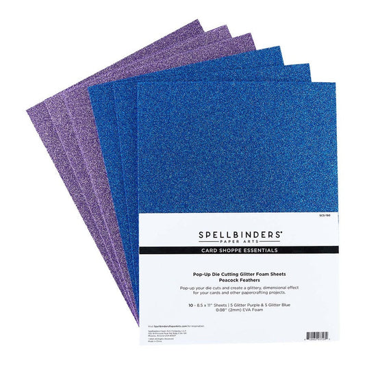 Spellbinders - Pop-Up Glitter Foam - Peacock Feathers
