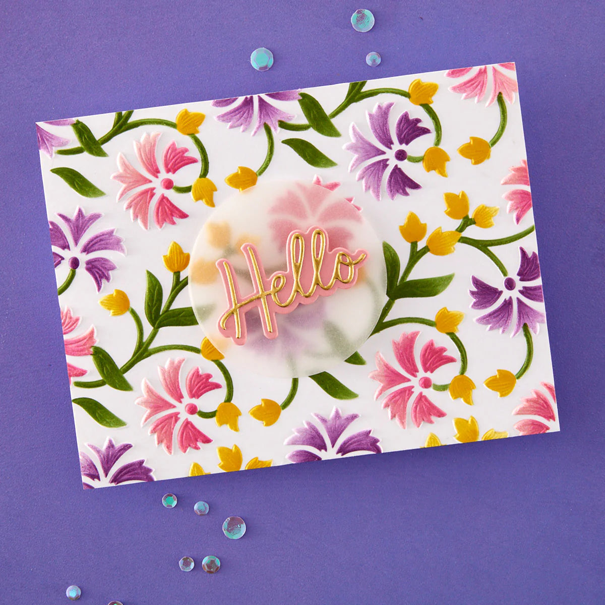 Spellbinders - Flowing Florals 3D Embossing Folder & Stencil Bundle by Simon Hurley