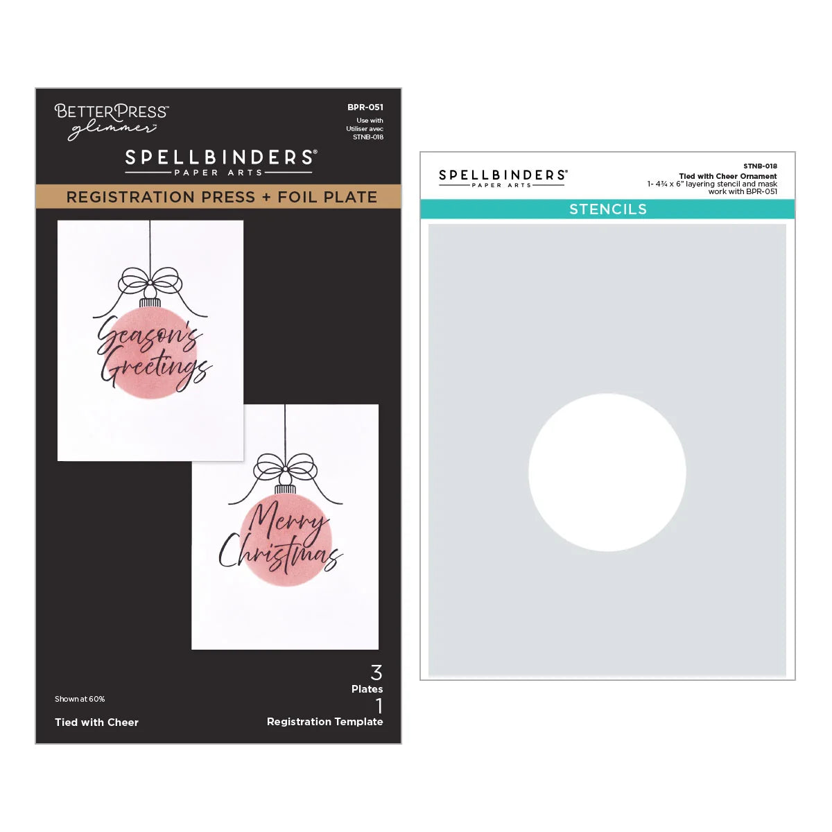 Spellbinders - Tied with Cheer Press + Foil Plate & Stencil Bundle