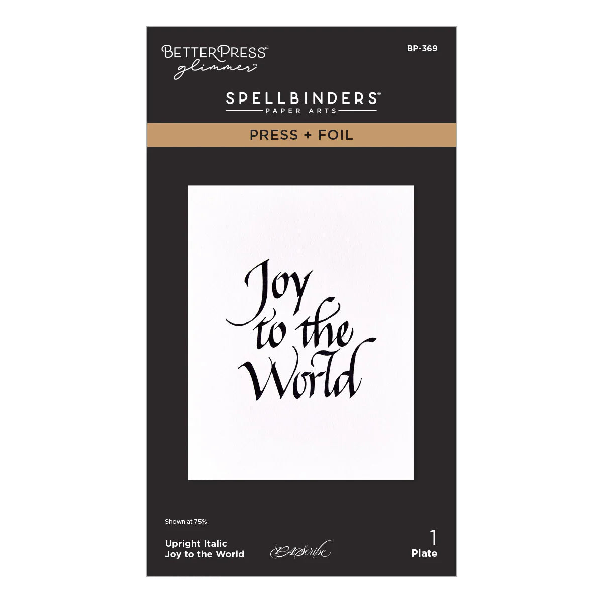 Spellbinders - Upright Italic Joy to the World Press + Foil Plate
