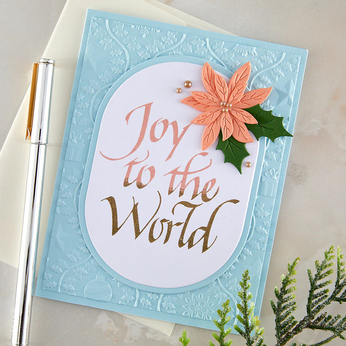 Spellbinders - Upright Italic Joy to the World Press + Foil Plate