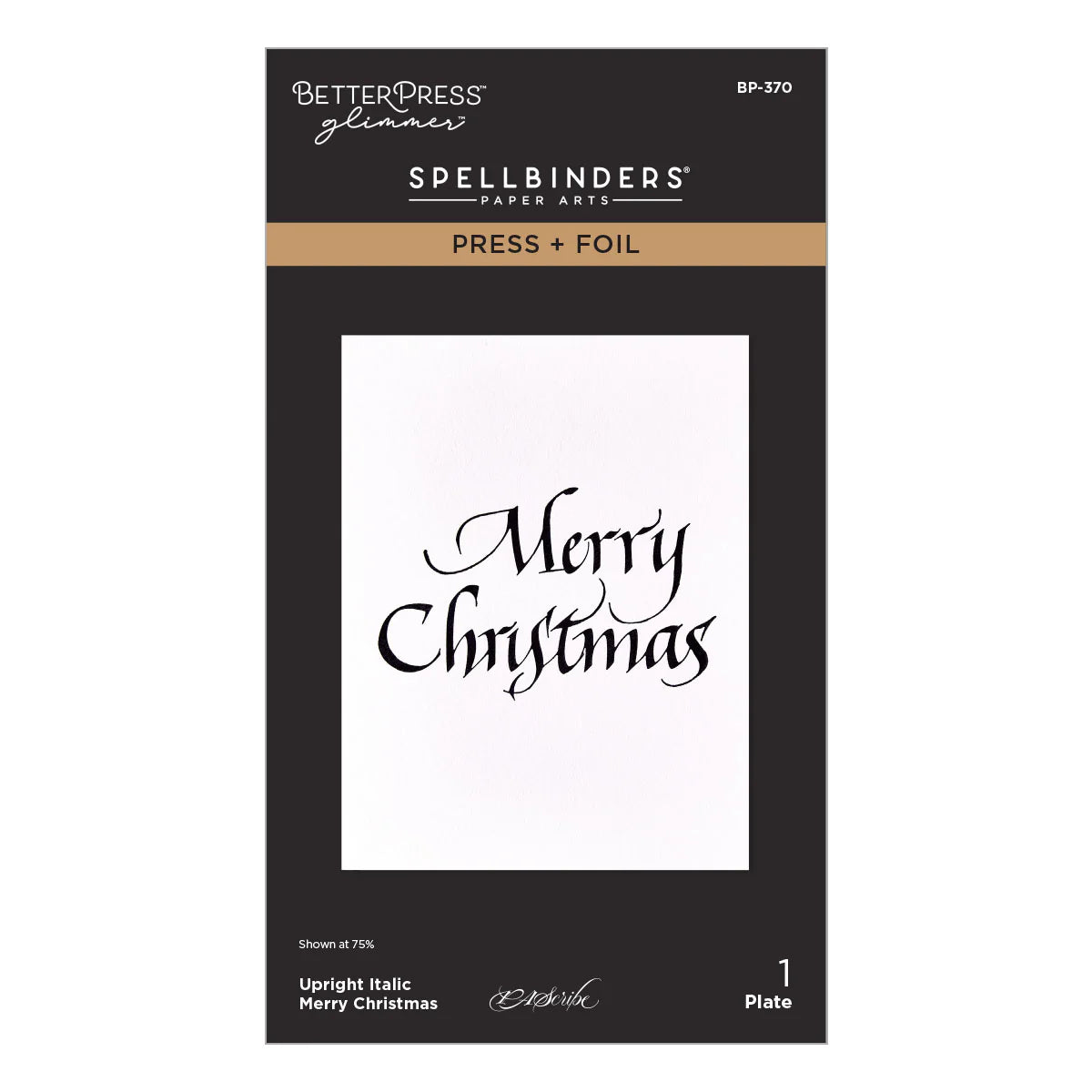 Spellbinders - Upright Italic Merry Christmas Press + Foil Plate
