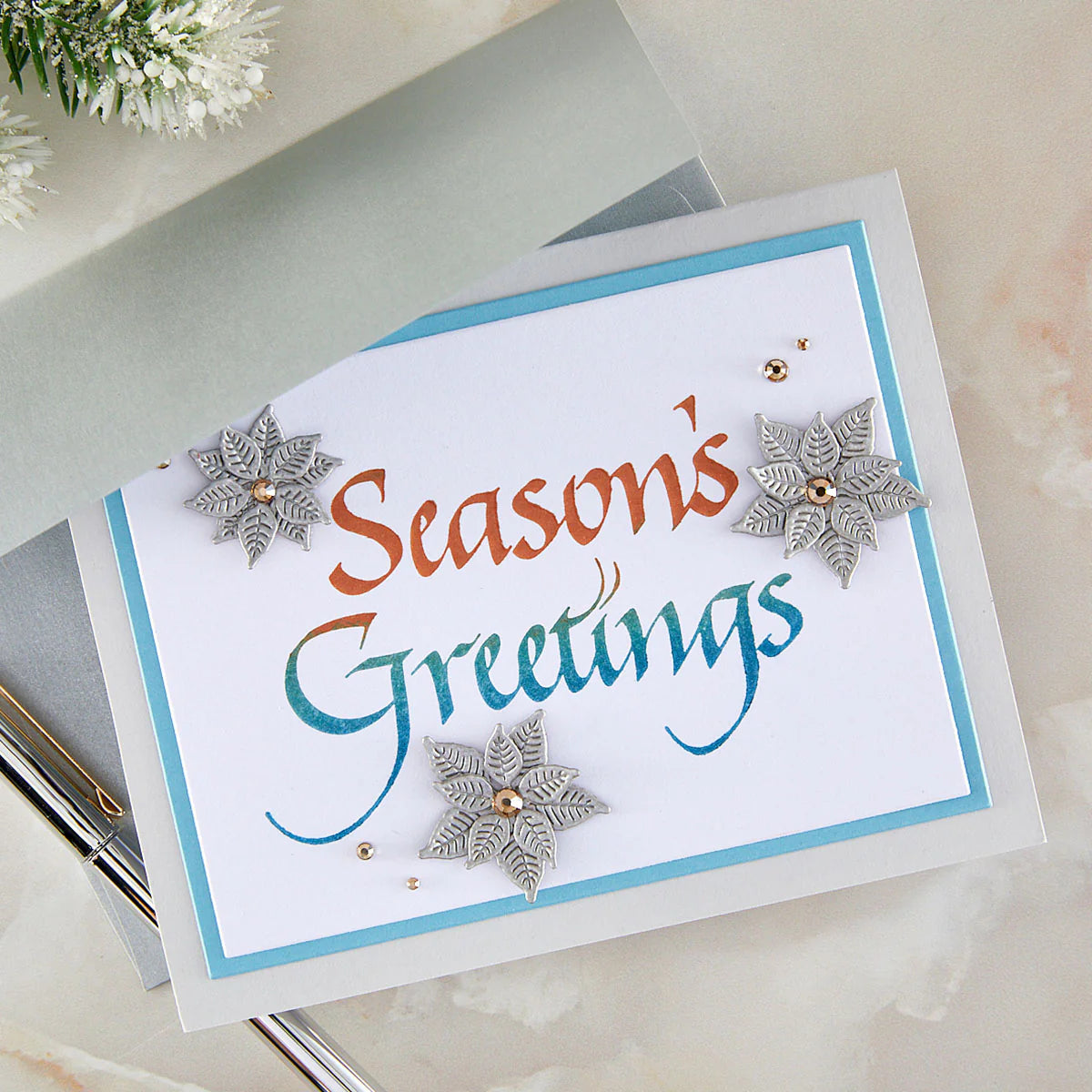 Spellbinders - Upright Italic Season's Greeting Press + Foil Plate