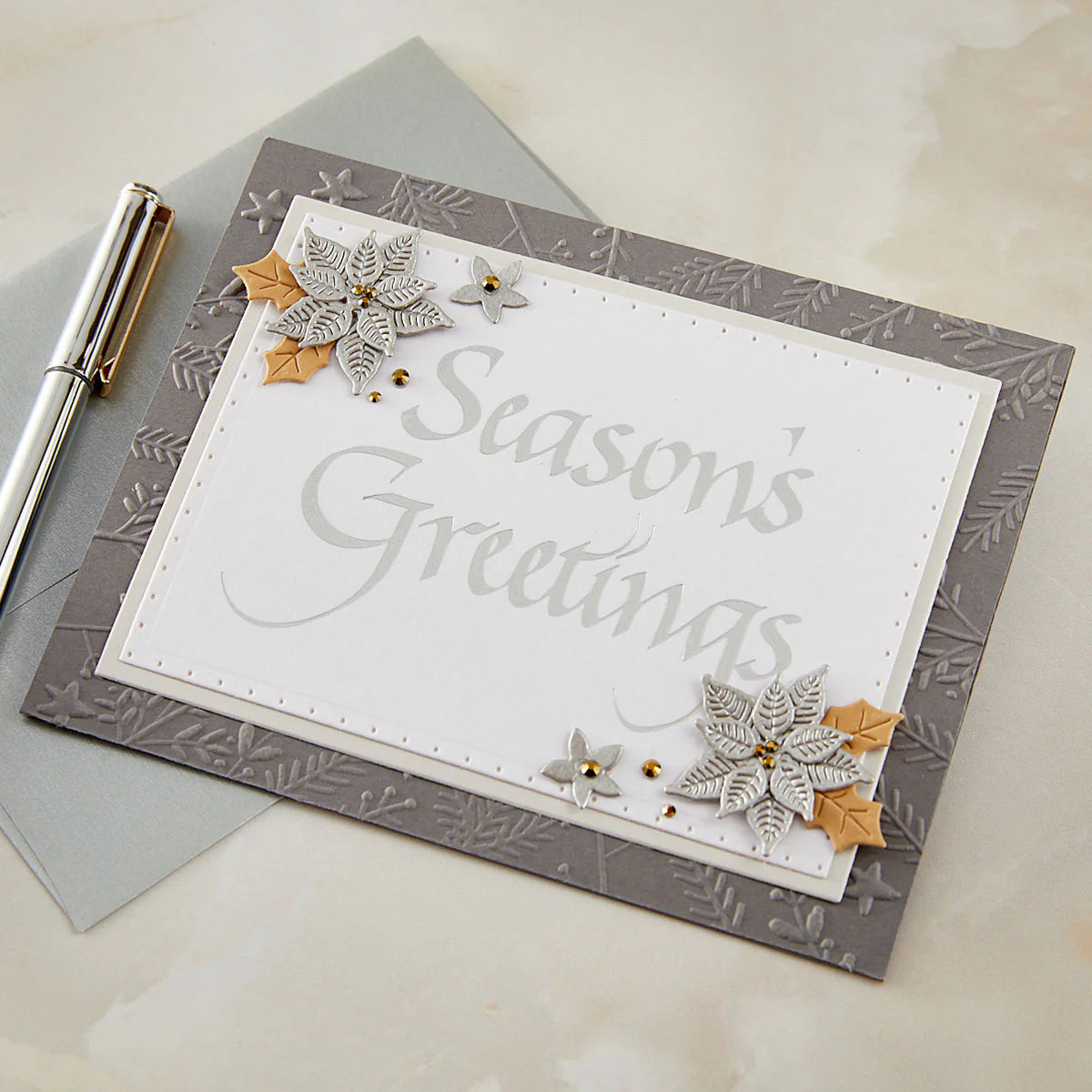 Spellbinders - Upright Italic Season's Greeting Press + Foil Plate