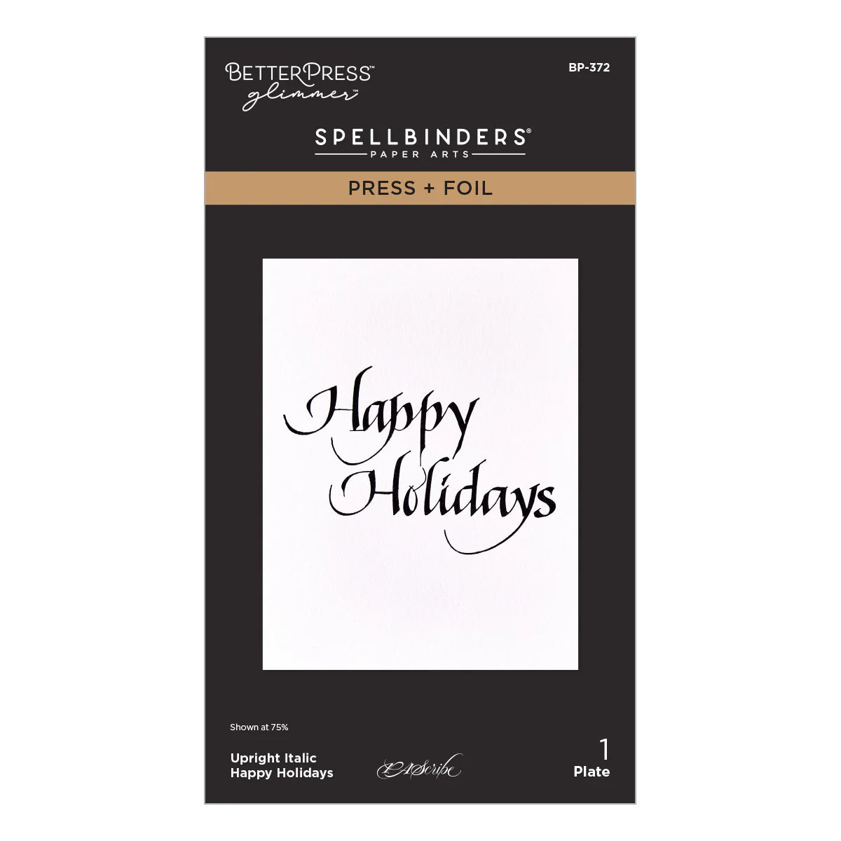 Spellbinders - Upright Italic Happy Holidays Press + Foil Plate