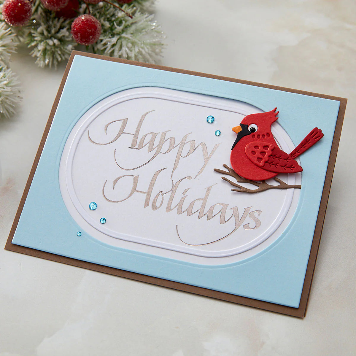 Spellbinders - Upright Italic Happy Holidays Press + Foil Plate