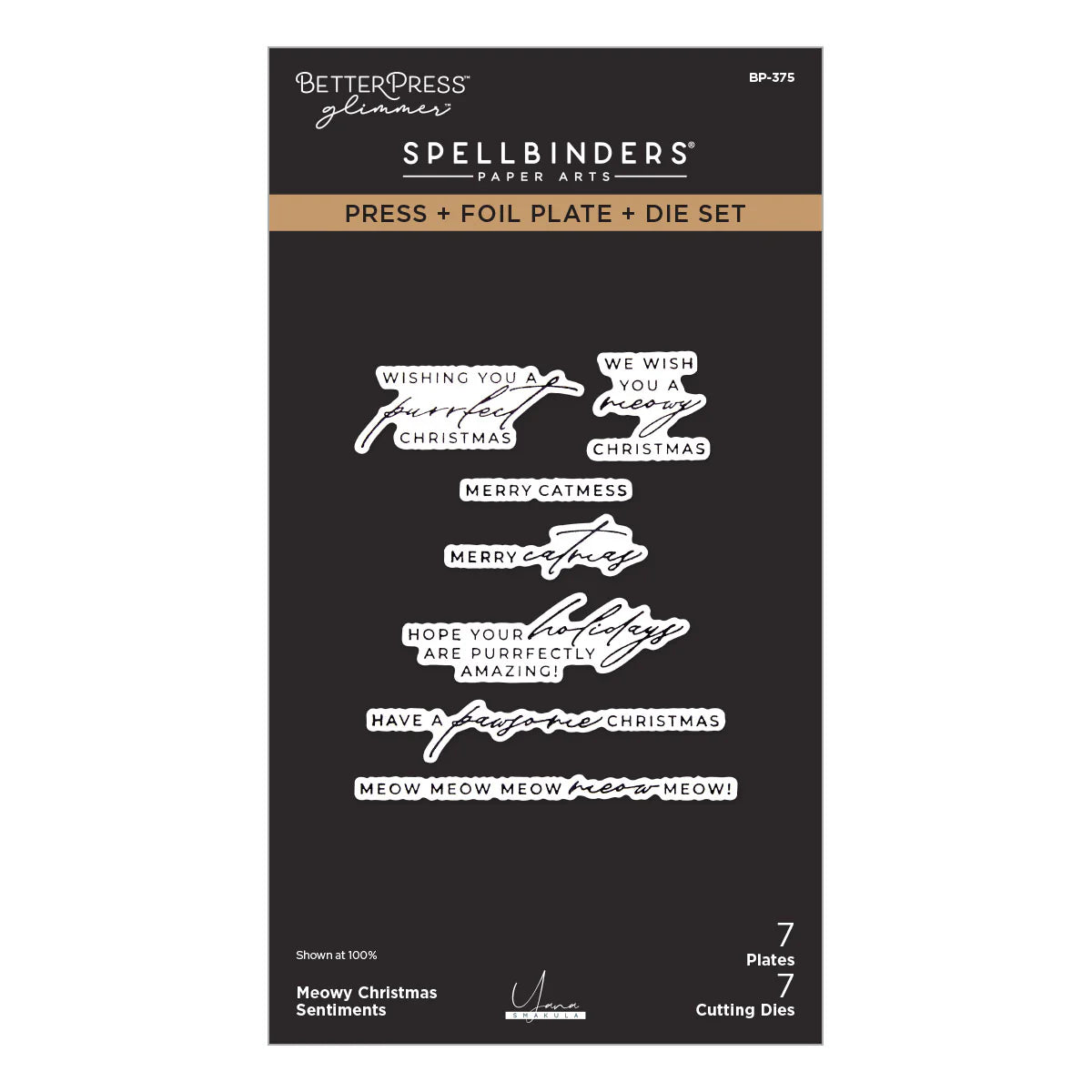 Spellbinders - Meowy Christmas Sentiments Press + Foil Plates & Die Bundle