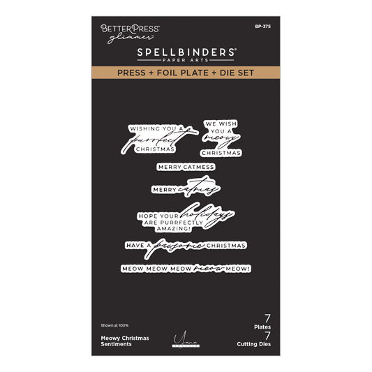Spellbinders - Meowy Christmas Sentiments Press + Foil Plates & Die Bundle