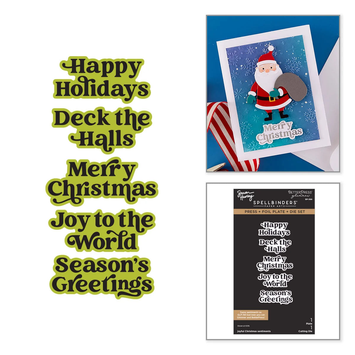 Spellbinders - Joyful Christmas Sentiments Press + Foil Plate & Die Bundle by Simon Hurley