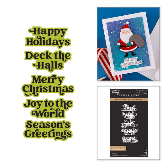 Spellbinders - Joyful Christmas Sentiments Press + Foil Plate & Die Bundle by Simon Hurley